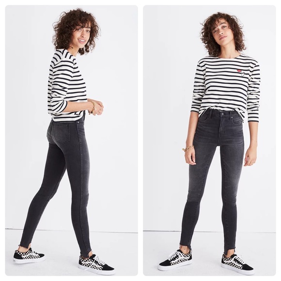 Madewell Denim - Madewell 10” High Rise Skinny Jeans: Step Hem Edition Washed Black Size 26